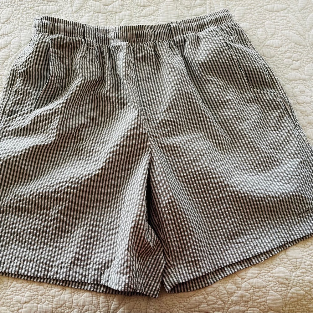 Men’s Columbia L shorts/ swimsuit light grey seersucker w/lining